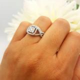 0.55 Carat (ctw) 10K White Gold Round Cut White Diamond Ladies Bridal Swirl Split Shank Halo Engagement Ring With Matching Band Set 1/2 CT