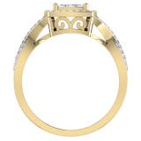 0.55 Carat (ctw) 10K Yellow Gold Round Cut White Diamond Ladies Bridal Swirl Split Shank Halo Engagement Ring With Matching Band Set 1/2 CT