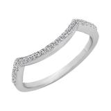 0.18 Carat (ctw) 10K White Gold Round Cut White Diamond Ladies Anniversary Wedding Stackable Band Contour Guard Ring