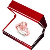 2.20 Carat (Ctw) 18K Rose Gold Oval Cut Morganite & Round Cut White Diamond Ladies Bridal Promise Engagement Ring