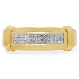 0.15 Carat (Ctw) 10K Yellow Gold Round white Diamond Men's Micro Pave Hip Hop Wedding Band