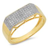 0.40 Carat (ctw) 10K Yellow Gold Round White Diamond Men's Hip Hop Micro Pave Wedding Anniversary Band