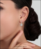 0.60 Carat (Ctw) 18K Yellow Gold Princess & Round White Diamond Ladies Cluster Style Drop Earrings