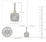 0.60 Carat (Ctw) 18K Yellow Gold Princess & Round White Diamond Ladies Cluster Style Drop Earrings