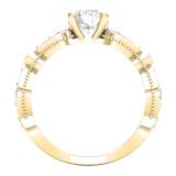 1.70 Carat (Ctw) 10K Yellow Gold Round Cut White Diamond Ladies Bridal Vintage Style Engagement Ring With Matching Band Set