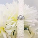 1.10 Carat (Ctw) 10K White Gold Round White Diamond Ladies 3 Stone Halo Style Bridal Engagement Ring With Matching Band Set 1 CT