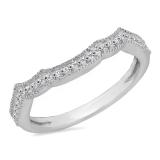 0.22 Carat (ctw) 10K White Gold Round White Diamond Ladies Anniversary Wedding Stackable Band Guard Ring 1/4 CT