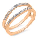 0.25 Carat (ctw) 14K Rose Gold Round Cut White Diamond Ladies Anniversary Wedding Band Enhancer Guard Double Ring 1/4 CT