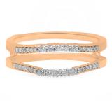 0.25 Carat (ctw) 14K Rose Gold Round Cut White Diamond Ladies Anniversary Wedding Band Enhancer Guard Double Ring 1/4 CT