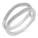 0.25 Carat (ctw) 14K White Gold Round Cut White Diamond Ladies Anniversary Wedding Band Enhancer Guard Double Ring 1/4 CT