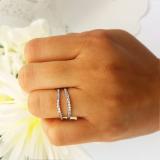 0.25 Carat (ctw) 14K White Gold Round Cut White Diamond Ladies Anniversary Wedding Band Enhancer Guard Double Ring 1/4 CT
