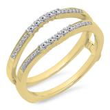0.25 Carat (ctw) 14K Yellow Gold Round Cut White Diamond Ladies Anniversary Wedding Band Enhancer Guard Double Ring 1/4 CT