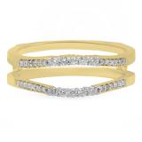 0.25 Carat (ctw) 14K Yellow Gold Round Cut White Diamond Ladies Anniversary Wedding Band Enhancer Guard Double Ring 1/4 CT