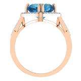 4.10 Carat (ctw) 10K Rose Gold Cushion Cut Blue Topaz & Round Cut White Diamond Ladies Bridal Halo Style Engagement Ring