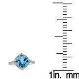 4.10 Carat (ctw) 10K White Gold Cushion Cut Blue Topaz & Round Cut White Diamond Ladies Bridal Halo Style Engagement Ring