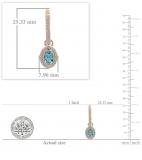 6X4mm each Oval Blue Topaz & Round White Diamond Halo Style Hinged Post Dangling Drop Earrings for Her (Diamond 0.38 Color I-J Clarity I2-I3) in 10K Rose Gold