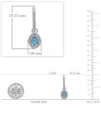 6X4mm each Oval Blue Topaz & Round White Diamond Halo Style Hinged Post Dangling Drop Earrings for Her (Diamond 0.35 Color I-J Clarity I1-I2) in 14K White Gold
