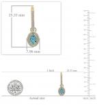 6X4mm each Oval Blue Topaz & Round White Diamond Halo Style Hinged Post Dangling Drop Earrings for Her (Diamond 0.35 Color I-J Clarity I1-I2) in 14K Yellow Gold