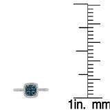 0.60 Carat (Ctw) 10K White Gold Round Blue & White Diamond Ladies Cluster Style Engagement Ring