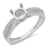 0.30 Carat (ctw) 14K White Gold Round White Diamond Ladies Split Shank Semi Mount Engagement Ring 1/3 CT (No Center Stone)