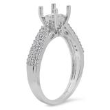 0.30 Carat (ctw) 14K White Gold Round White Diamond Ladies Split Shank Semi Mount Engagement Ring 1/3 CT (No Center Stone)