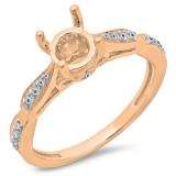 0.25 Carat (ctw) 18K Rose Gold Round White Diamond Ladies Split Shank Semi Mount Engagement Ring 1/4 CT (No Center Stone)