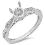0.25 Carat (ctw) 18K White Gold Round White Diamond Ladies Split Shank Semi Mount Engagement Ring 1/4 CT (No Center Stone)