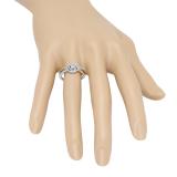 0.35 Carat (ctw) 14K White & Yellow Gold Two Tone Round Diamond Ladies Swirl Split Shank Bridal Cluster Engagement Ring 1/3 CT