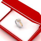 0.35 Carat (ctw) 14K White & Yellow Gold Two Tone Round Diamond Ladies Swirl Split Shank Bridal Cluster Engagement Ring 1/3 CT