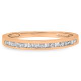 0.25 Carat (ctw) 10K Rose Gold Baguette & Round Cut Diamond Ladies Anniversary Stackable Wedding Band 1/3 CT