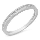 0.25 Carat (ctw) 10K White Gold Baguette & Round Cut Diamond Ladies Anniversary Stackable Wedding Band 1/3 CT