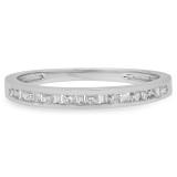 0.25 Carat (ctw) 10K White Gold Baguette & Round Cut Diamond Ladies Anniversary Stackable Wedding Band 1/3 CT