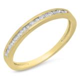 0.25 Carat (ctw) 14K Yellow Gold Baguette & Round Cut Diamond Ladies Anniversary Stackable Wedding Band 1/3 CT
