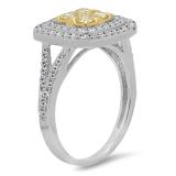 0.95 Carat (ctw) 18K White & Yellow Gold Two Tone Round Yellow & White Diamond Ladies Split Shank Bridal Engagement Ring 1 CT