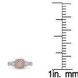 0.50 Carat (ctw) Two Tone Rose Gold Plated 14K White Gold Round Diamond Ladies Swirl Split Shank Bridal Cluster Engagement Ring 1/2 CT
