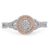 0.35 Carat (ctw) Two Tone Rose Gold Plated 14K White Gold Round Diamond Ladies Swirl Split Shank Bridal Cluster Engagement Ring 1/3 CT