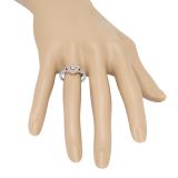 0.35 Carat (ctw) Two Tone Rose Gold Plated 14K White Gold Round Diamond Ladies Swirl Split Shank Bridal Cluster Engagement Ring 1/3 CT