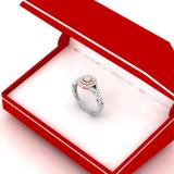 0.35 Carat (ctw) Two Tone Rose Gold Plated 14K White Gold Round Diamond Ladies Swirl Split Shank Bridal Cluster Engagement Ring 1/3 CT
