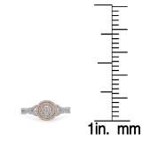 0.35 Carat (ctw) Two Tone Rose Gold Plated 14K White Gold Round Diamond Ladies Swirl Split Shank Bridal Cluster Engagement Ring 1/3 CT