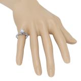 Sterling Silver Round White Cubic Zirconia Ladies Vintage Style Split Shank Bridal Engagement Ring