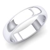 10K White Gold Men's Ring 5 MM Fancy Shiny Polished Comfort Fit Low Dome Wedding Band