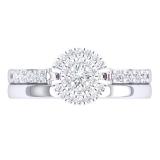 0.45 Carat (cttw) White Diamond Ladies Bridal Halo Engagement Ring Set 1/2 CT 10K White Gold
