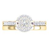 0.45 Carat (cttw) White Diamond Ladies Bridal Halo Engagement Ring Set 1/2 CT 10K Yellow Gold