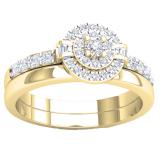 0.45 Carat (cttw) White Diamond Ladies Bridal Halo Engagement Ring Set 1/2 CT 10K Yellow Gold
