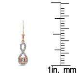 1.10 Carat (Ctw) 10K Rose Gold Round Cut Morganite & White Diamond Ladies Infinity Dangling Earrings