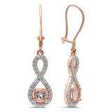 1.10 Carat (Ctw) 14K Rose Gold Round Cut Morganite & White Diamond Ladies Infinity Dangling Earrings