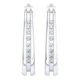 0.20 Carat (Ctw) Sterling Silver Real Round White Diamond Ladies Hoop Earrings 1/5 CT