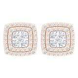 0.65 Carat (Ctw) 10K Rose Gold Round Cut White Diamond Ladies Cluster Style Stud Earrings