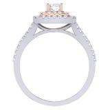 0.95 Carat (Ctw) Two Tone Rose Gold Plated 14K White Gold Round Cut White Diamond Ladies Split Shank Bridal Halo Engagement Ring 1 CT