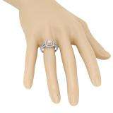 0.95 Carat (Ctw) Two Tone Rose Gold Plated 14K White Gold Round Cut White Diamond Ladies Split Shank Bridal Halo Engagement Ring 1 CT